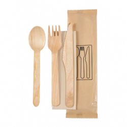 Kit couvert plastique plastique bois 2/1