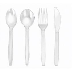 Couverts en plastique transparent cristal