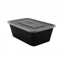 Barquette rectangle injectée plastique NOIR + couvercle