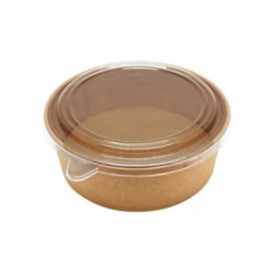 Bol rond kraft brun + couvercle PP