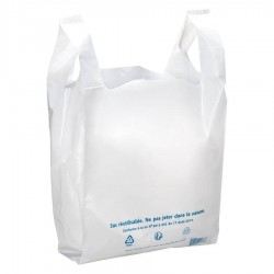 Sac plastique bretelle blanc 50 microns