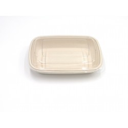 Barquette pulp rectangle + couvercle PET