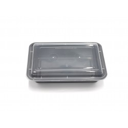Barquette rectangle PP NOIR + couvercle